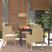 Tuinset 5-delig poly rattan beige met kussens