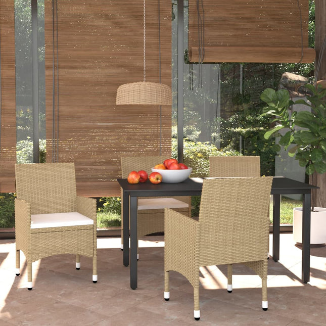 -Delige Tuinset Met Kussens Poly Rattan 5 150 cm tafellengte Beige