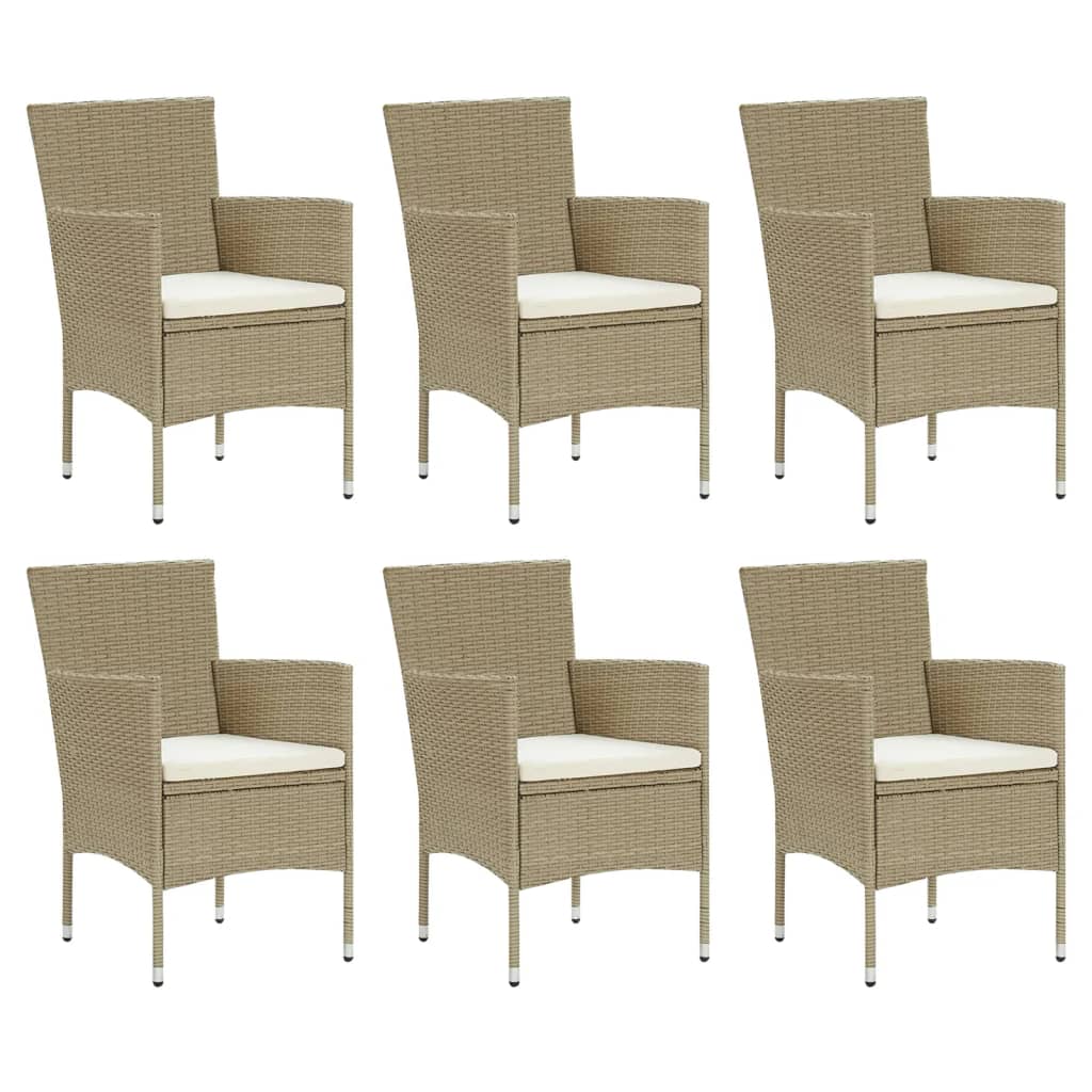 -Delige Tuinset Met Kussens Poly Rattan 7 150 cm tafellengte Beige