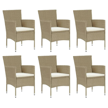 -Delige Tuinset Met Kussens Poly Rattan 7 150 cm tafellengte Beige