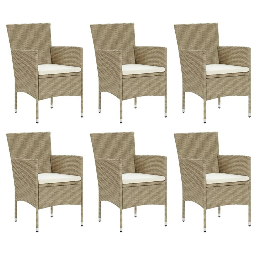 -Delige Tuinset Met Kussens Poly Rattan 7 150 cm tafellengte Beige