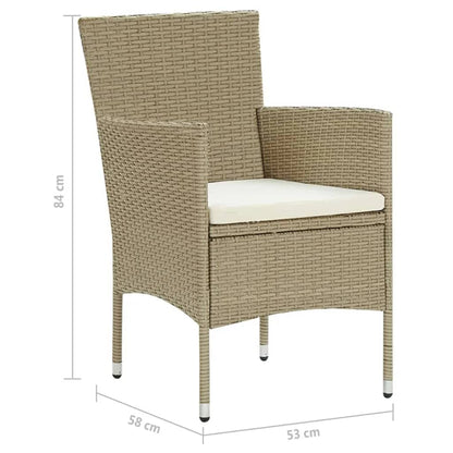 -Delige Tuinset Met Kussens Poly Rattan 7 150 cm tafellengte Beige
