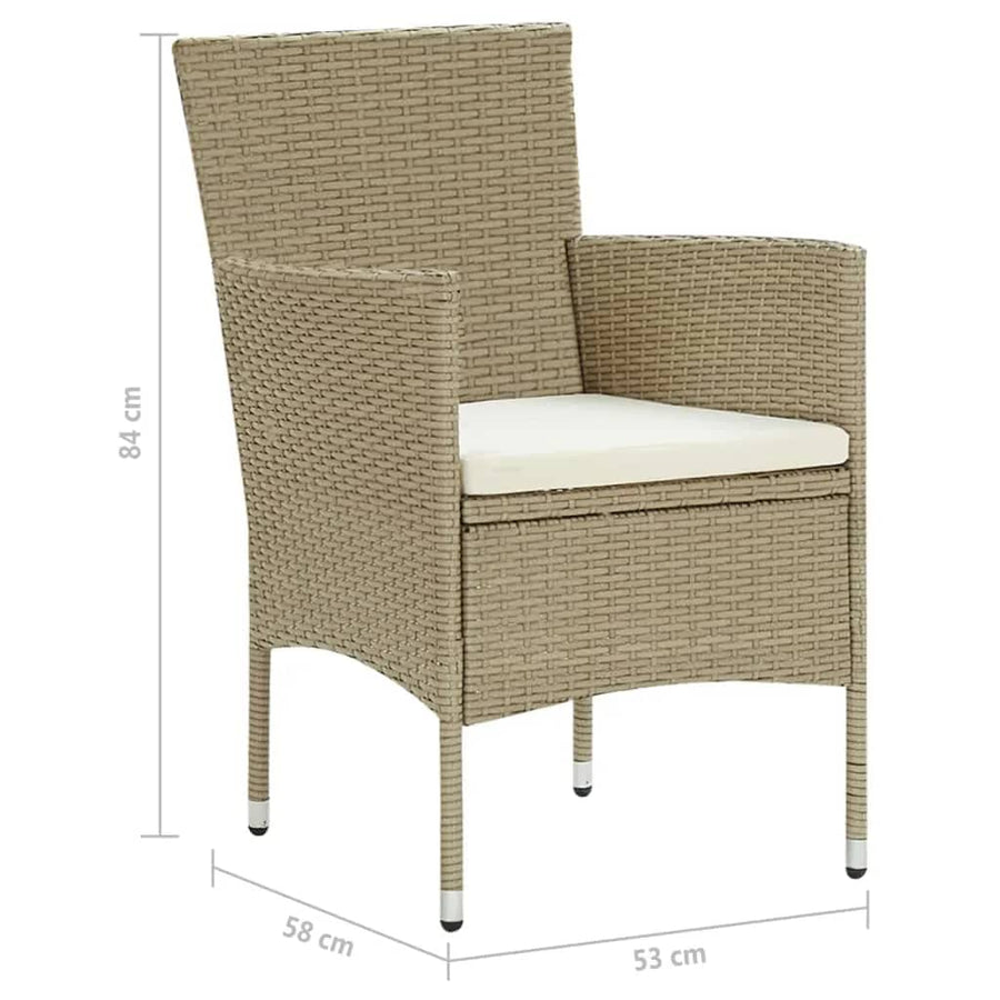 -Delige Tuinset Met Kussens Poly Rattan 7 150 cm tafellengte Beige