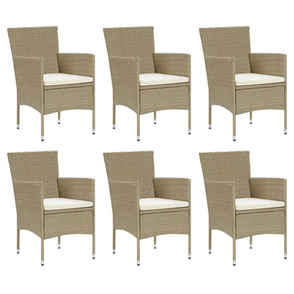 7-Delige Tuinset Met Kussens Poly Rattan Beige 190 cm tafellengte