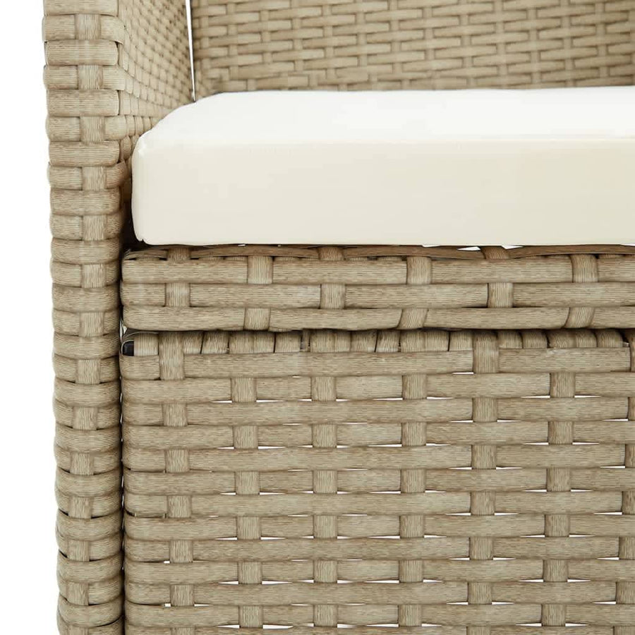 7-Delige Tuinset Met Kussens Poly Rattan Beige 190 cm tafellengte