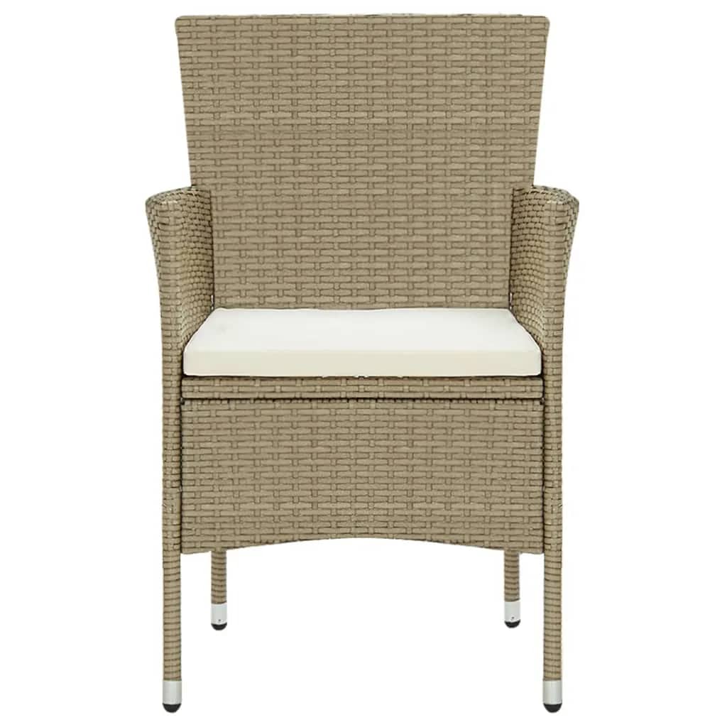 7-Delige Tuinset Met Kussens Poly Rattan Beige 190 cm tafellengte