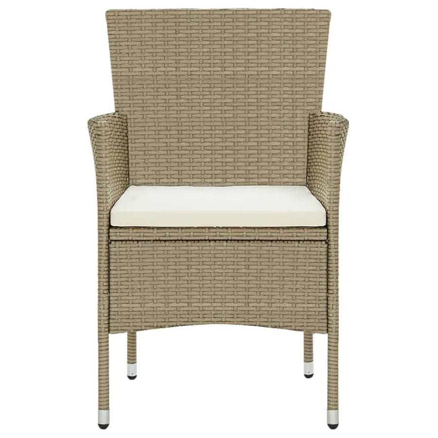 7-Delige Tuinset Met Kussens Poly Rattan Beige 190 cm tafellengte