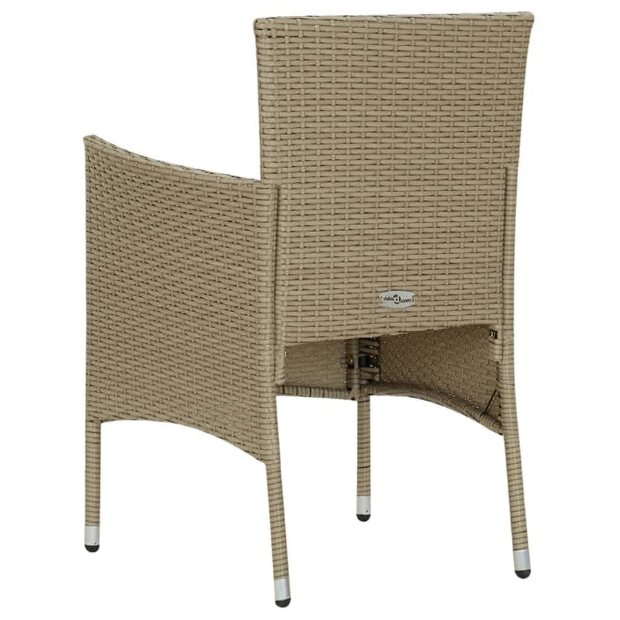 7-Delige Tuinset Met Kussens Poly Rattan Beige 190 cm tafellengte