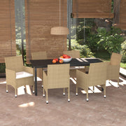 Tuinset 7-delig poly rattan beige met kussens