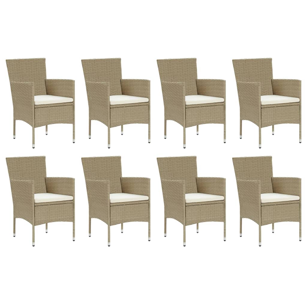 -Delige Tuinset Met Kussens Poly Rattan 9 190 cm tafellengte Beige