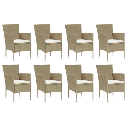 -Delige Tuinset Met Kussens Poly Rattan 9 190 cm tafellengte Beige