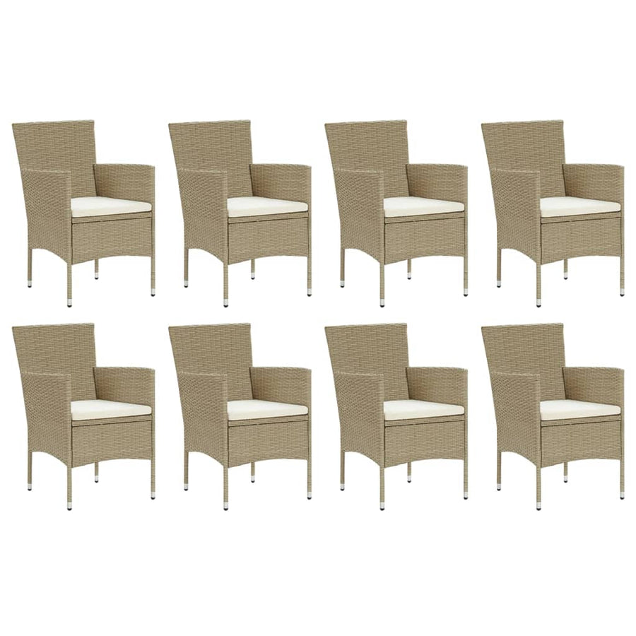 -Delige Tuinset Met Kussens Poly Rattan 9 190 cm tafellengte Beige