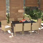 9-Piece Garden Dining Set with Cushions, Poly Rattan, Beige