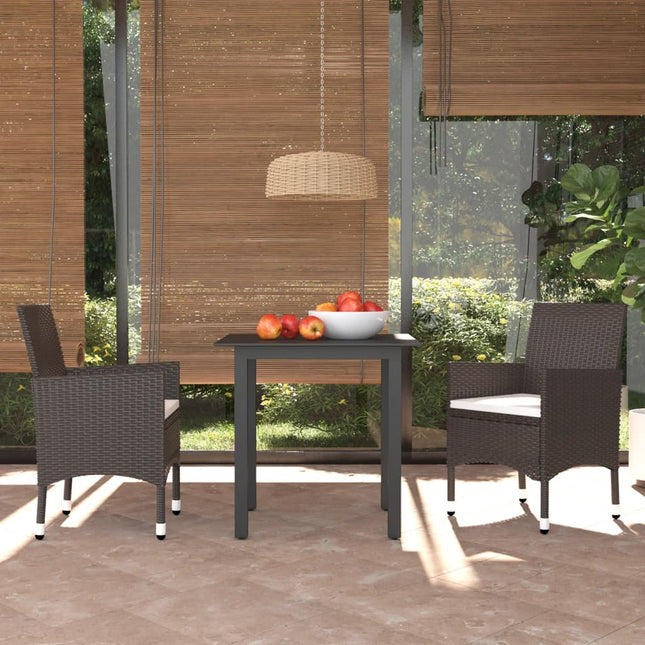 -Delige Tuinset Met Kussens Poly Rattan 3 80 cm tafellengte Bruin