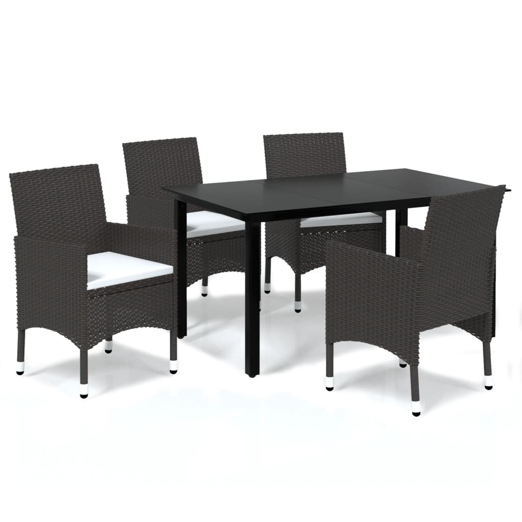 -Delige Tuinset Met Kussens Poly Rattan 5 150 cm tafellengte Bruin
