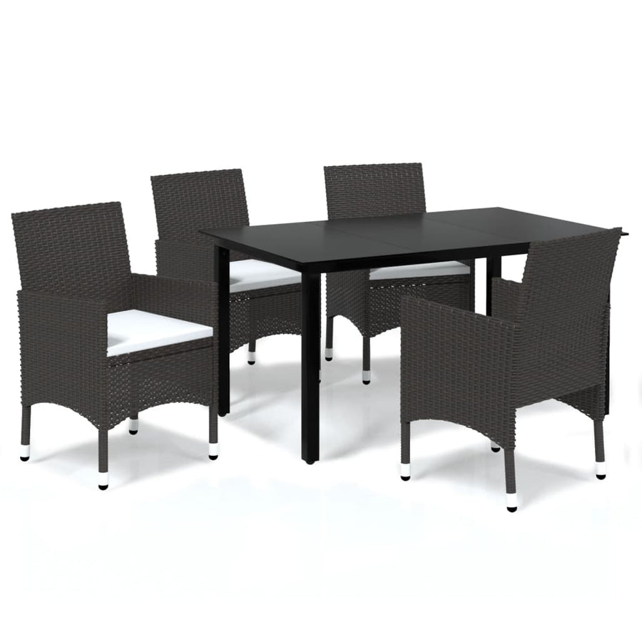 -Delige Tuinset Met Kussens Poly Rattan 5 150 cm tafellengte Bruin