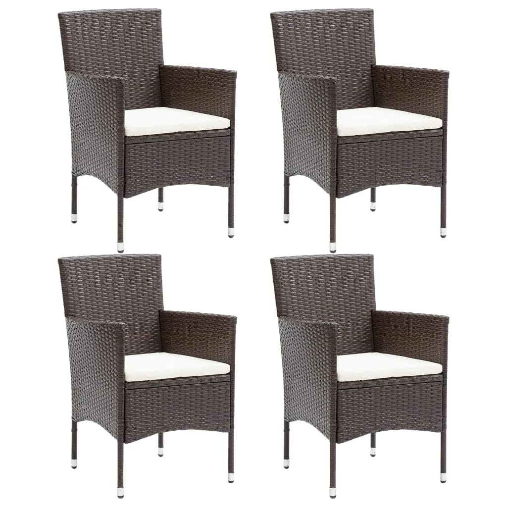 -Delige Tuinset Met Kussens Poly Rattan 5 150 cm tafellengte Bruin