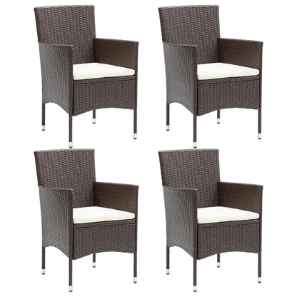 -Delige Tuinset Met Kussens Poly Rattan 5 150 cm tafellengte Bruin