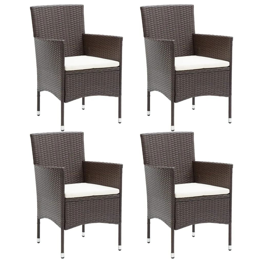 -Delige Tuinset Met Kussens Poly Rattan 5 150 cm tafellengte Bruin