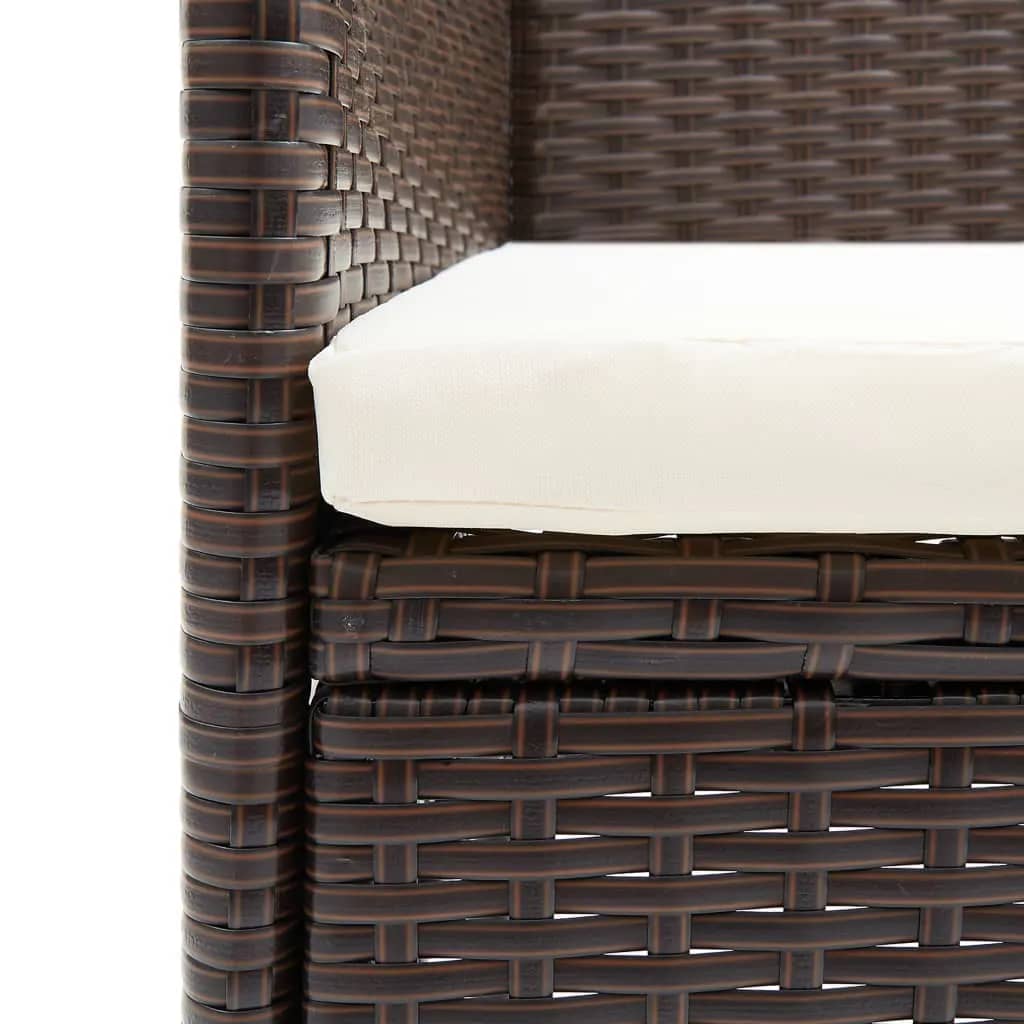 -Delige Tuinset Met Kussens Poly Rattan 5 150 cm tafellengte Bruin
