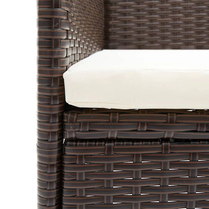 -Delige Tuinset Met Kussens Poly Rattan 5 150 cm tafellengte Bruin