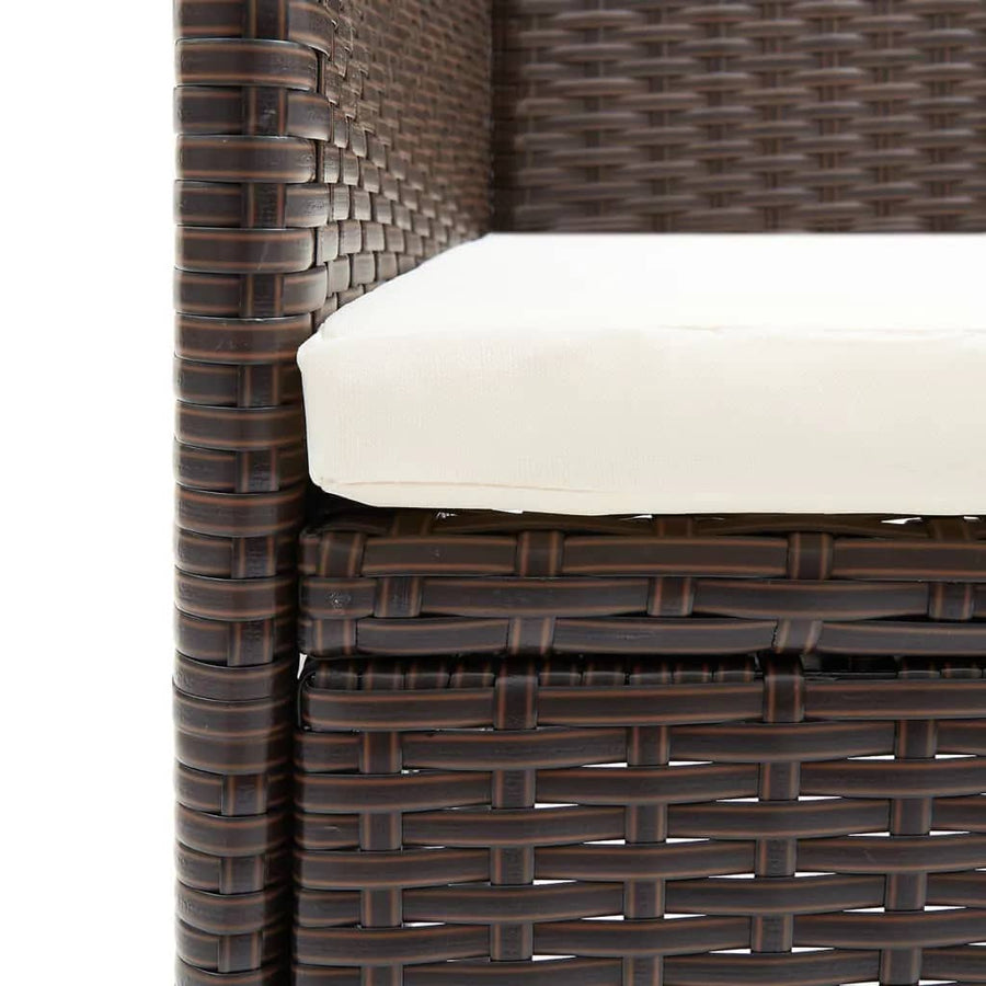 -Delige Tuinset Met Kussens Poly Rattan 5 150 cm tafellengte Bruin