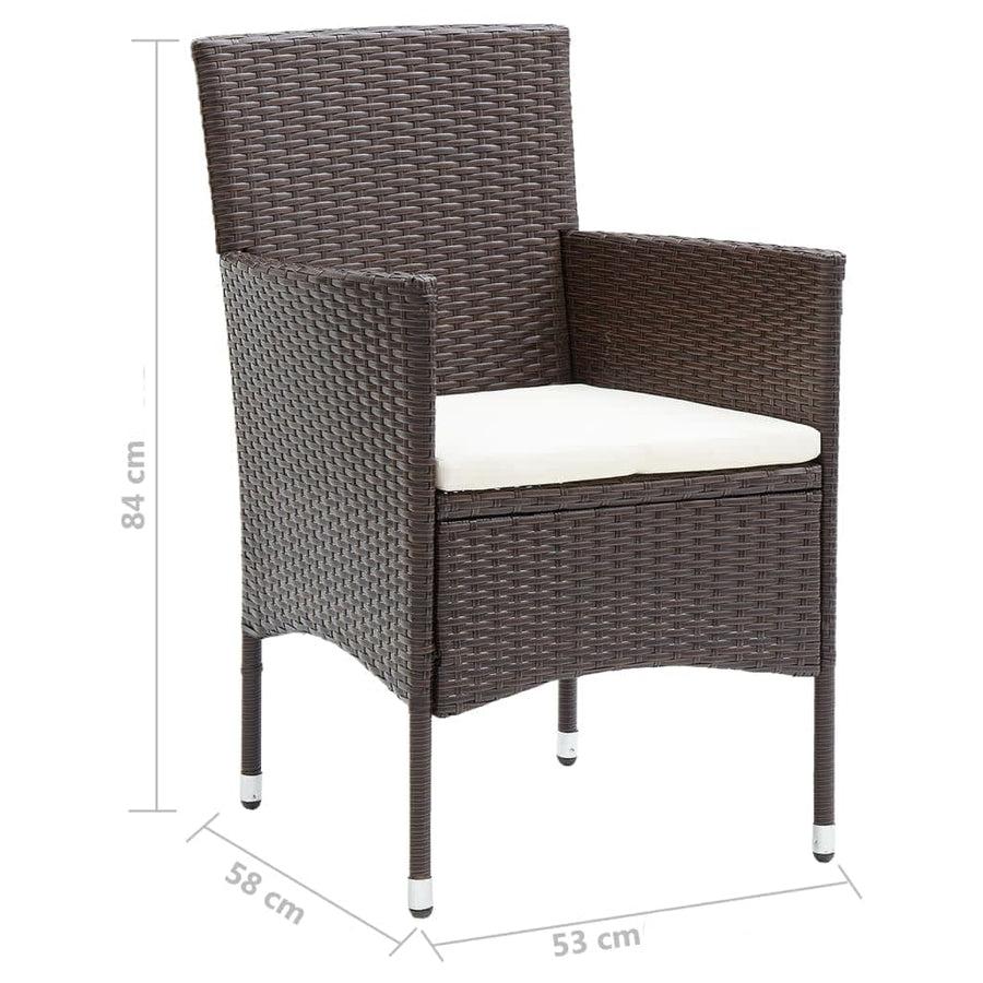 -Delige Tuinset Met Kussens Poly Rattan 5 150 cm tafellengte Bruin