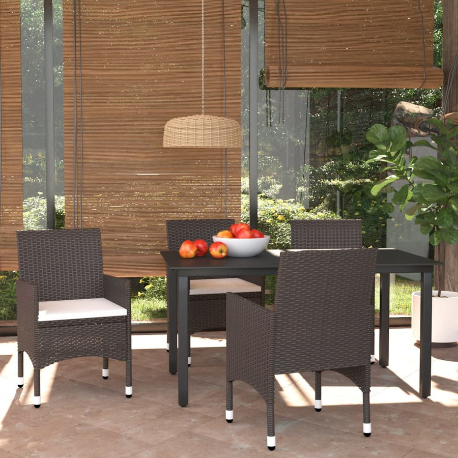-Delige Tuinset Met Kussens Poly Rattan 5 150 cm tafellengte Bruin