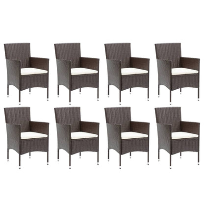 -Delige Tuinset Met Kussens Poly Rattan 9 190 cm tafellengte Bruin