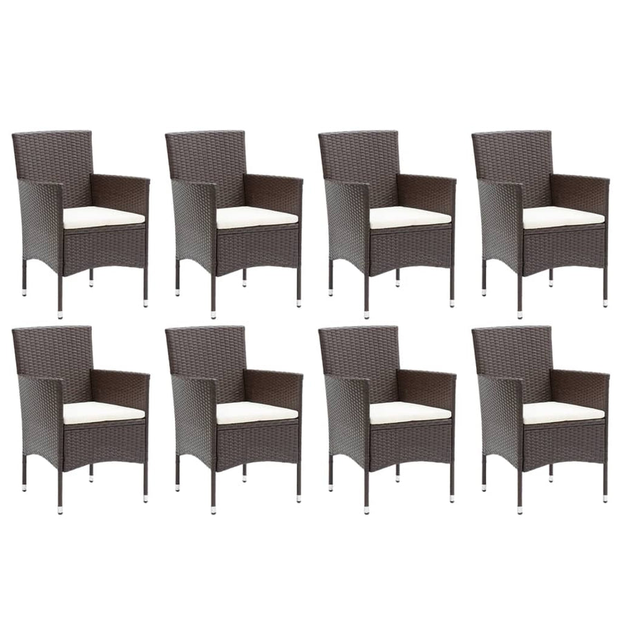 -Delige Tuinset Met Kussens Poly Rattan 9 190 cm tafellengte Bruin