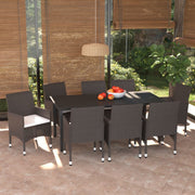 Tuinset 9-delig poly rattan bruin met kussens