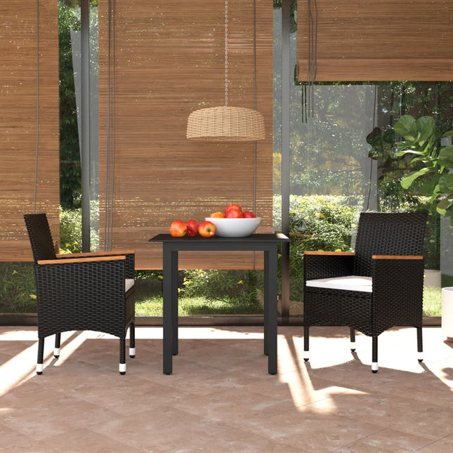 -Delige Tuinset Met Kussens Poly Rattan 3 80 cm tafellengte Zwart en bruin