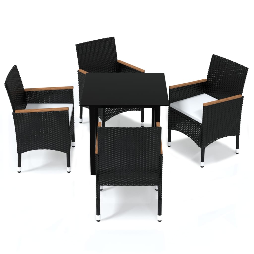 -Delige Tuinset Met Kussens Poly Rattan 5 80 cm tafellengte Zwart en bruin