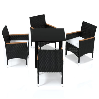 -Delige Tuinset Met Kussens Poly Rattan 5 80 cm tafellengte Zwart en bruin