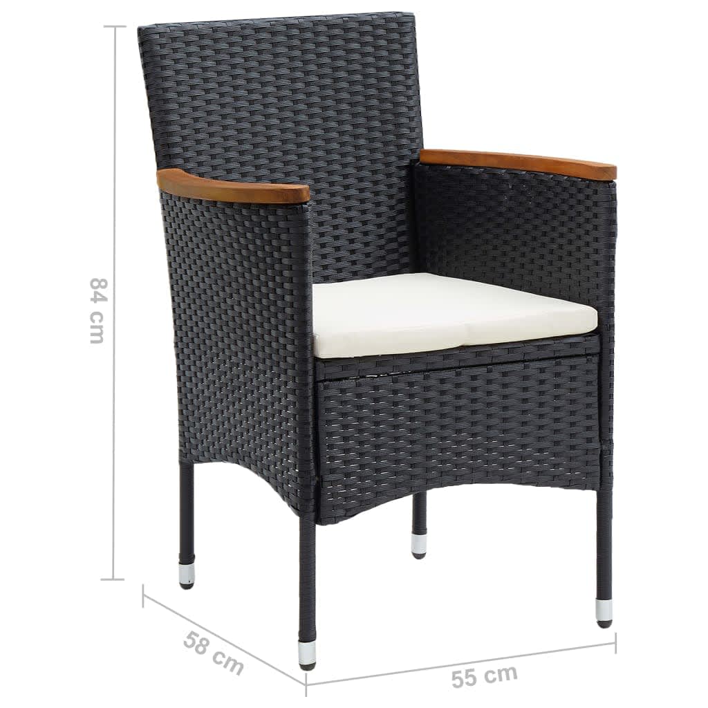 -Delige Tuinset Met Kussens Poly Rattan 5 80 cm tafellengte Zwart en bruin
