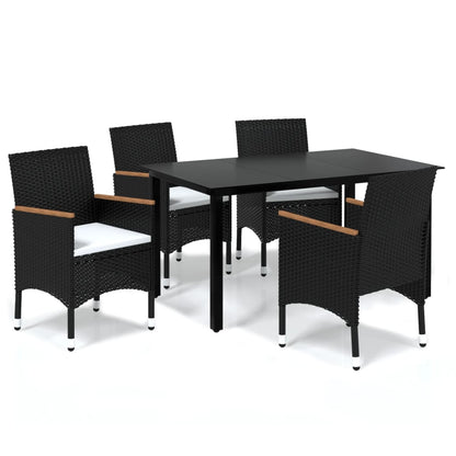-Delige Tuinset Met Kussens Poly Rattan 5 150 cm tafellengte Zwart en bruin