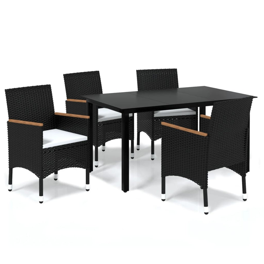 -Delige Tuinset Met Kussens Poly Rattan 5 150 cm tafellengte Zwart en bruin