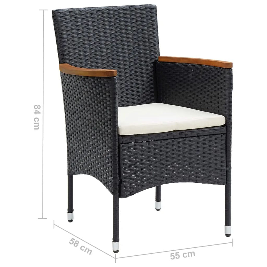 -Delige Tuinset Met Kussens Poly Rattan 5 150 cm tafellengte Zwart en bruin