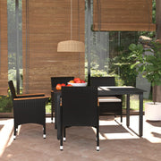 Tuinset 5-delig poly rattan zwart met kussens