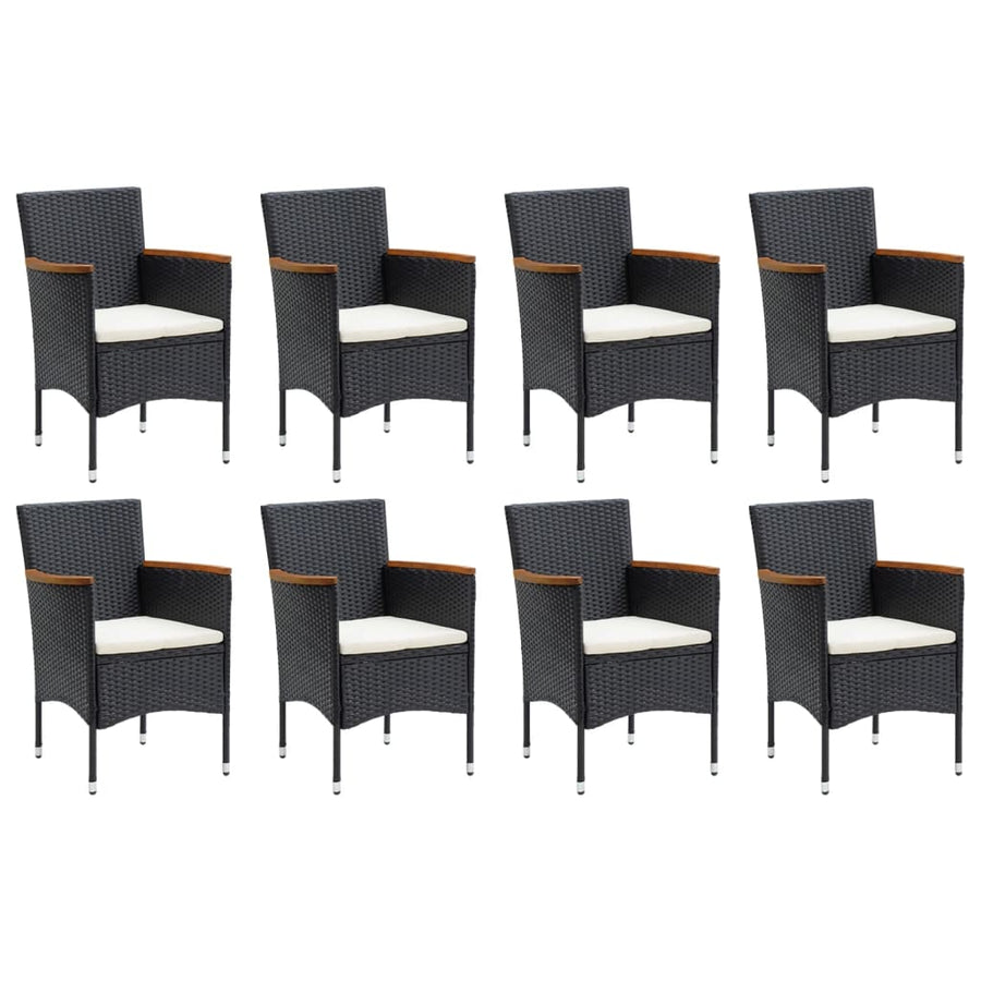 9-Delige Tuinset Met Kussens Poly Rattan Zwart 190 cm tafellengte Zwart en bruin