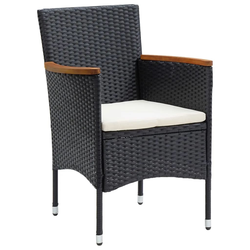 9-Delige Tuinset Met Kussens Poly Rattan Zwart 190 cm tafellengte Zwart en bruin