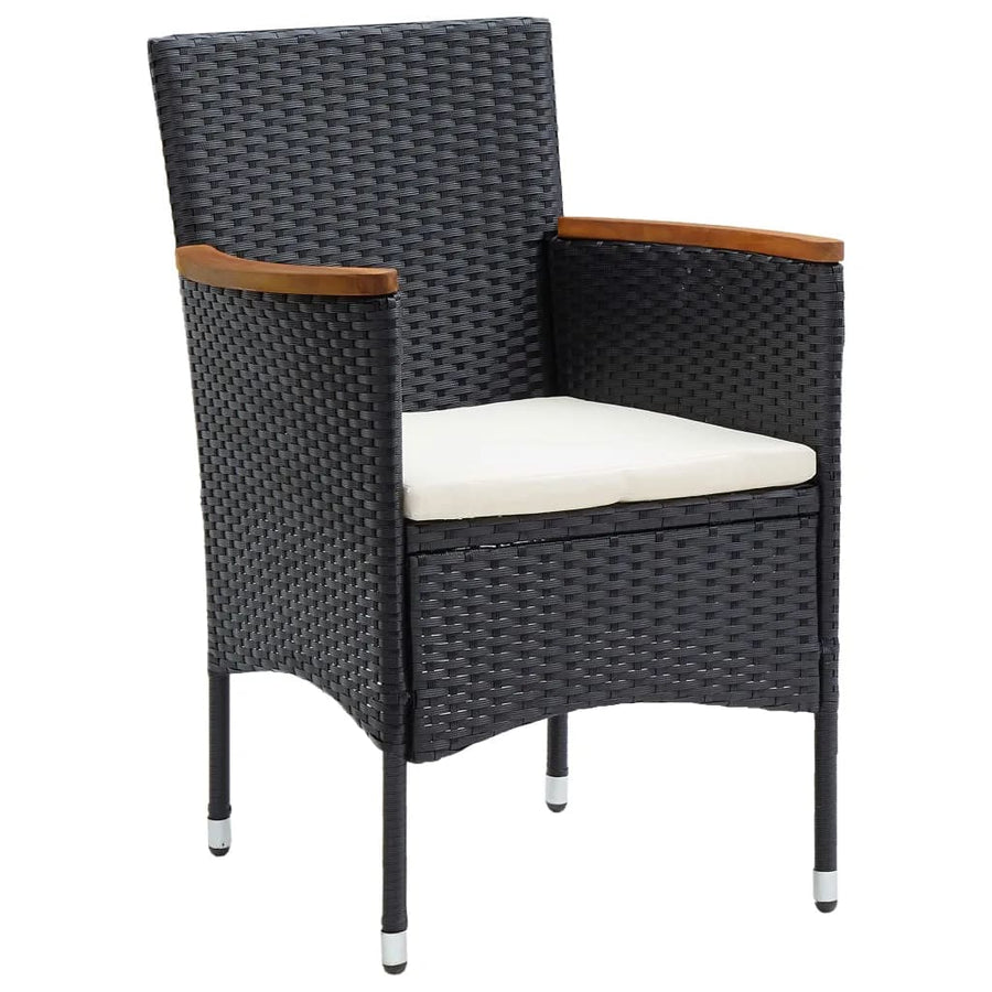 9-Delige Tuinset Met Kussens Poly Rattan Zwart 190 cm tafellengte Zwart en bruin