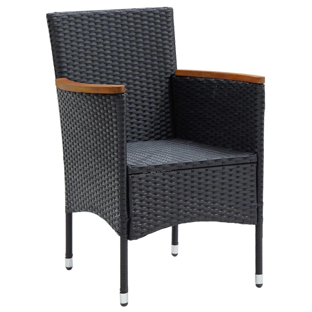 9-Delige Tuinset Met Kussens Poly Rattan Zwart 190 cm tafellengte Zwart en bruin