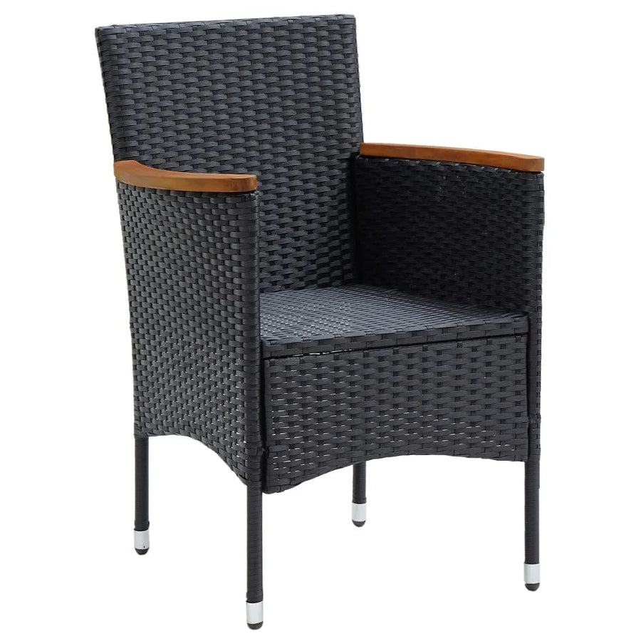 9-Delige Tuinset Met Kussens Poly Rattan Zwart 190 cm tafellengte Zwart en bruin