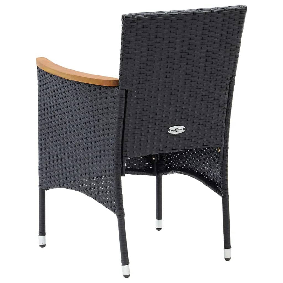 9-Delige Tuinset Met Kussens Poly Rattan Zwart 190 cm tafellengte Zwart en bruin