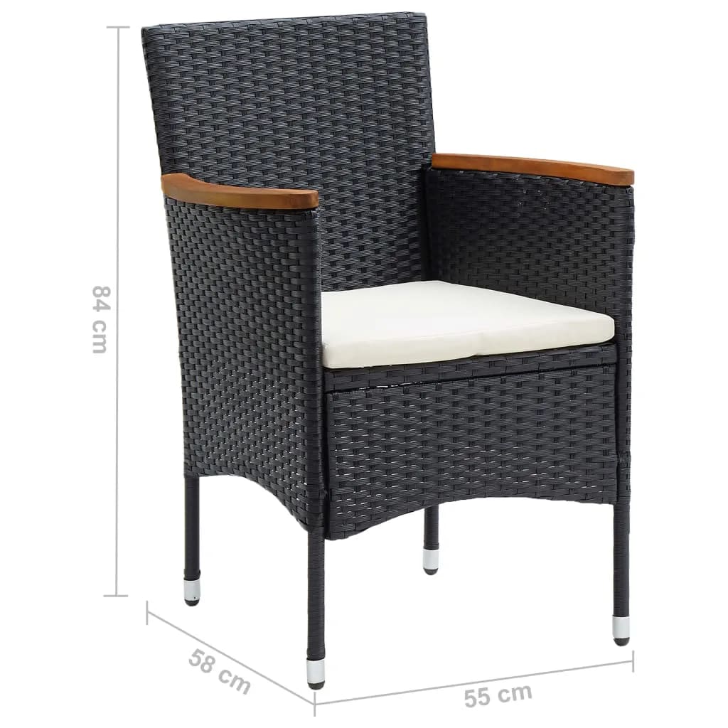 9-Delige Tuinset Met Kussens Poly Rattan Zwart 190 cm tafellengte Zwart en bruin