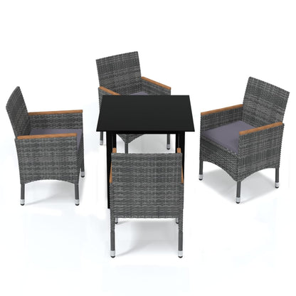 -Delige Tuinset Met Kussens Poly Rattan 5 80 cm tafellengte Grijs en bruin