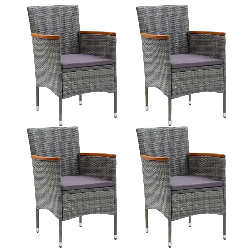 -Delige Tuinset Met Kussens Poly Rattan 5 80 cm tafellengte Grijs en bruin