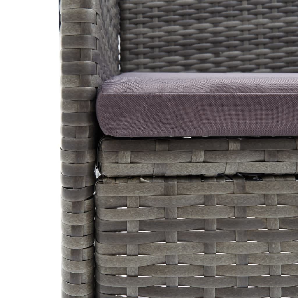 -Delige Tuinset Met Kussens Poly Rattan 5 80 cm tafellengte Grijs en bruin