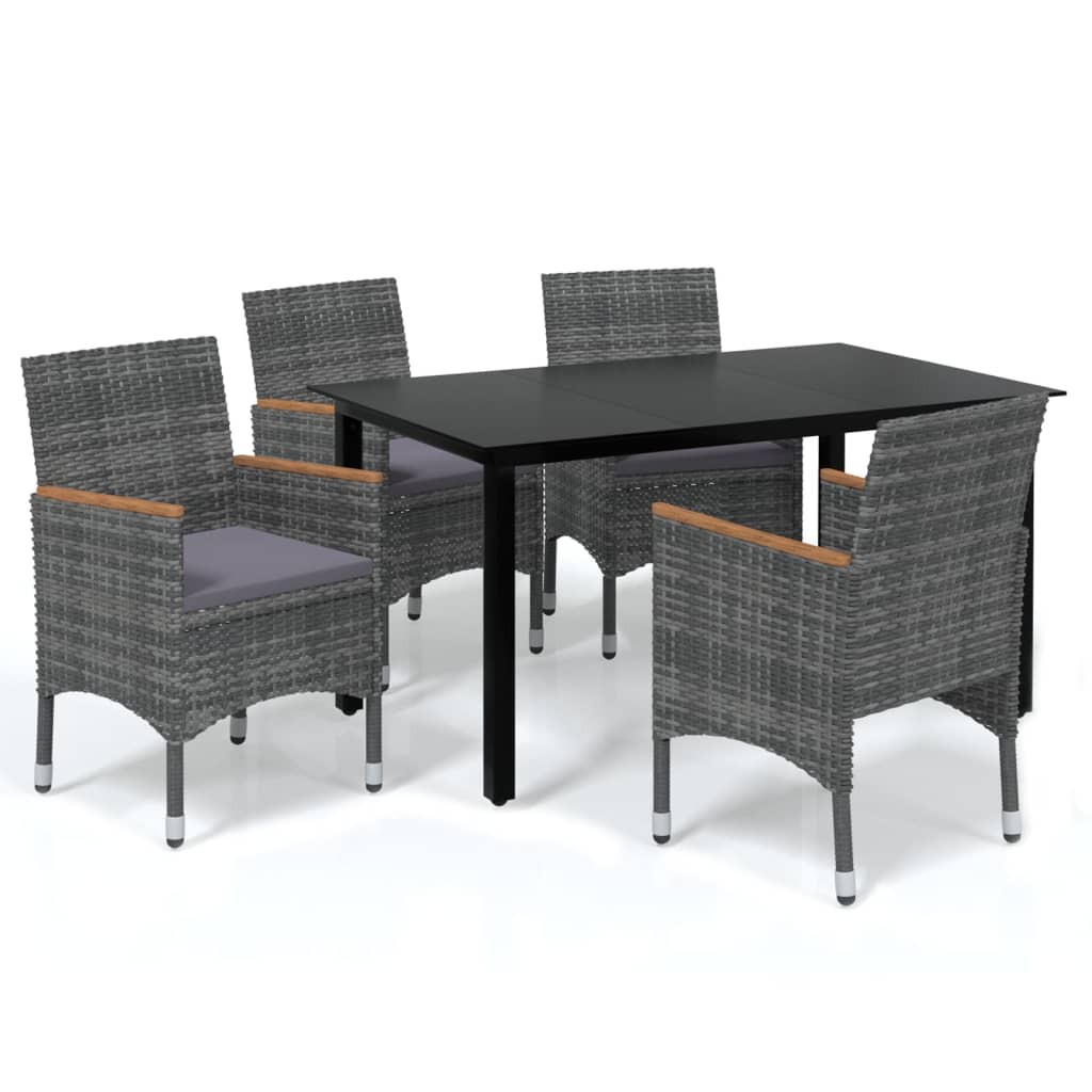-Delige Tuinset Met Kussens Poly Rattan 5 150 cm tafellengte Grijs en bruin